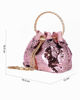 Immagine di DIVAS - Pochette rosa a secchiello con paillettes e diamantini