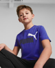Immagine di PUMA - T shirt da bambino blu in cotone con logo bianco e nero
