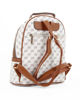 Immagine di DAVID JONES - Zaino beige loggato con tasca frontale con mini patta e chiusura a scatto