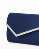 Immagine di MISS GLOBO -Bustina in raso blu con patta obliqua a punta e finitura in metallo