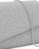 Immagine di MISS GLOBO -Bustina argento in lurex con patta obliqua e inserto in metallo
