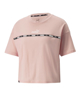 Immagine di PUMA - T shirt da donna relaxed fit rosa in cotone con banda logo nera frontale