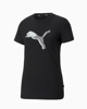 Immagine di PUMA - T shirt da donna nera in cotone con logo bianco