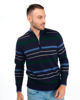 Immagine di BREZZA DI MARE - MAGLIA MANICA LUNGA BLU CON MEZZA ZIP E RIGHE COLORATE