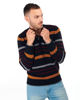 Immagine di BREZZA DI MARE - MAGLIA MANICA LUNGA BLU CON MEZZA ZIP E RIGHE COLORATE
