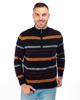 Immagine di BREZZA DI MARE - MAGLIA MANICA LUNGA BLU CON MEZZA ZIP E RIGHE COLORATE