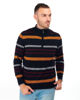 Immagine di BREZZA DI MARE - MAGLIA MANICA LUNGA BLU CON MEZZA ZIP E RIGHE COLORATE
