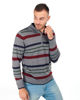 Immagine di BREZZA DI MARE - MAGLIA MANICA LUNGA GRIGIA CON MEZZA ZIP E RIGHE COLORATE