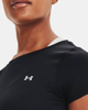 Immagine di UNDER ARMOR - T shirt da donna nera in tessuto traspirante con logo bianco