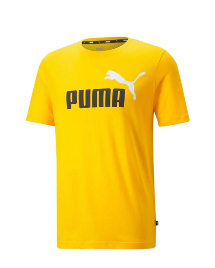 Immagine di PUMA - T shirt da uomo gialla in cotone con logo bianco e nero
