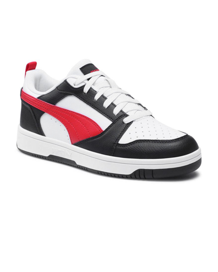 Immagine di PUMA - Sneaker bianca e nera con logo rosso, numerata 36/39 - REBOUND V6 LO JR