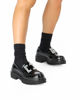 Immagine di ZOE - Mocassino nero con suola track e applicazione gioiello sulla fascia frontale, tacco 4CM