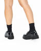 Immagine di ZOE - Mocassino nero con suola track e applicazione gioiello sulla fascia frontale, tacco 4CM
