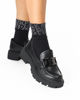 Immagine di ZOE - Mocassino nero con suola track e applicazione metallica sulla fascia frontale, tacco 3CM