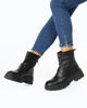 Immagine di ROXY ROSE - Stivaletto nero in VERA PELLE con zip diagonali e gambale arricciato, tacco 4,5CM - MADE IN ITALY