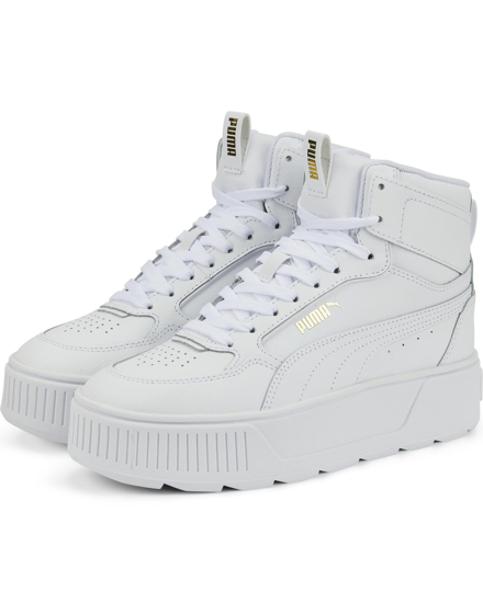 Immagine di PUMA KARMEN REBELLE MID - Sneakers alta bianca in VERA PELLE con dettagli oro e suola alta