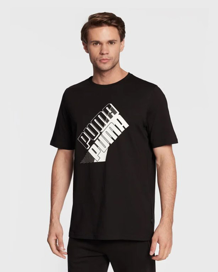 Immagine di PUMA - T shirt da uomo nera con logo bianco