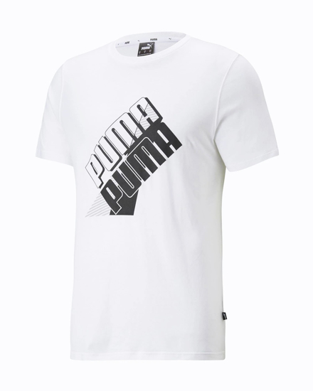 Immagine di PUMA - T shirt da uomo bianca con logo nero