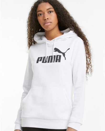 Immagine di PUMA - Felpa da donna bianca con cappuccio e logo nero