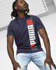 Immagine di PUMA - T shirt da uomo blu con stampa logo verticale