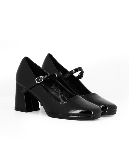 Immagine di MY JEWELS - Décolleté nera in vernice con cinturino frontale, tacco 6,5CM