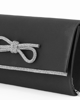 Immagine di MISS GLOBO - Bustina nera in raso con fiocco di strass e finitura sulla patta