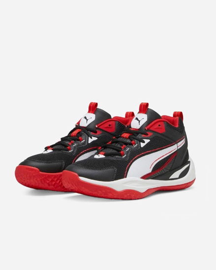 Immagine di PUMA - Scarpa da basket uomo nera e rossa con logo bianco e soletta in memory foam - PLAYMAKER 2023