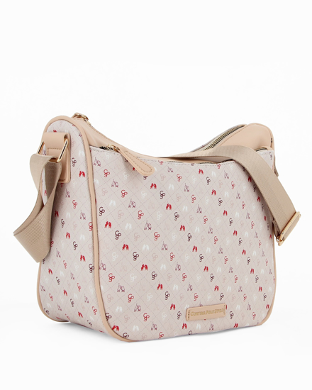 Immagine di CORTINA POLO STYLE - Borsa beige loggata con tasca frontale e tracolla regolabile