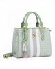 Immagine di JUST GOLF - Borsa a mano verde con logo metallico frontale e pennacchio a frange multicolor, tracolla removibile