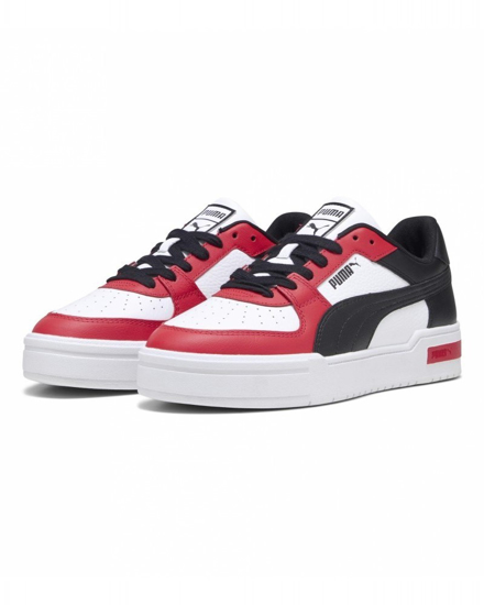 Immagine di PUMA - Sneaker da uomo bianca e rossa in VERA PELLE con dettagli neri