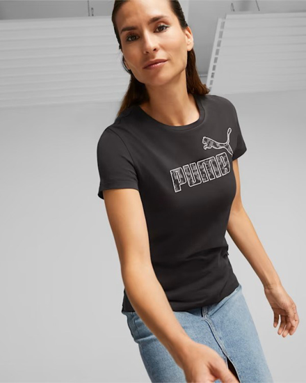Immagine di PUMA - T shirt da donna nera con logo leopardato