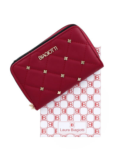 Immagine di LAURA BIAGIOTTI - Portafoglio donna rubino trapuntato con borchie