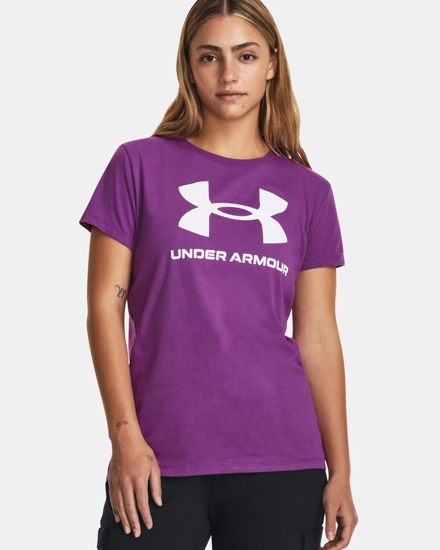 Immagine di UNDER ARMOR - T shirt da donna viola in tessuto traspirante