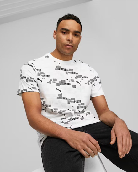 Immagine di PUMA - T shirt da uomo bianca con stampa logo nera