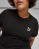 Immagine di PUMA - T shirt da donna slim fit a coste nera con logo bianco