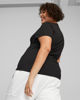 Immagine di PUMA - T shirt da donna slim fit a coste nera con logo bianco