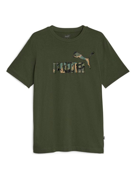 Immagine di PUMA - T shirt da uomo verde scuro con logo camouflage