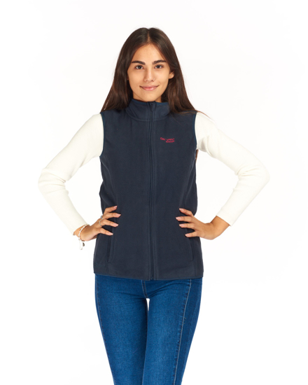 Immagine di ON SPIRIT - Pile smanicato da donna blu scuro con zip frontale - LUCIA