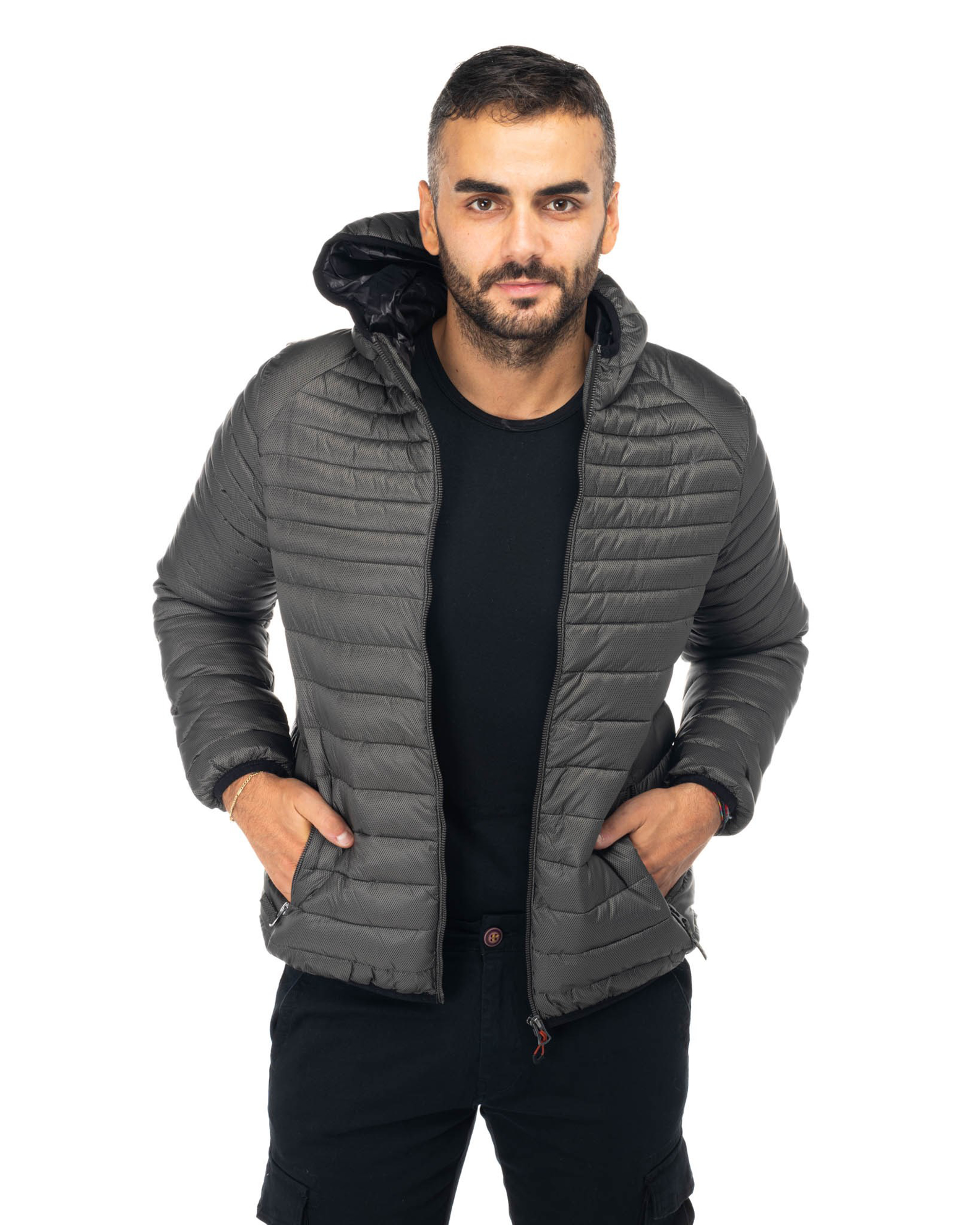 Il Gufo Giubbino blu trapuntato con cappuccio e logo A22GM381N0068 main image 1