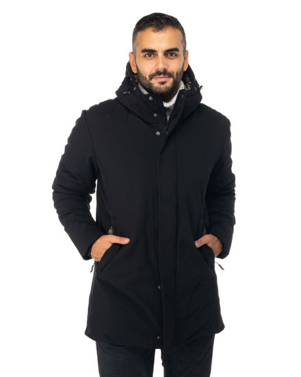 Immagine di ON SPIRIT - Giubbotto parka da uomo nero in SOFTSHELL idrorepellente antivento e traspirante con cappuccio e zip frontale - ERIC
