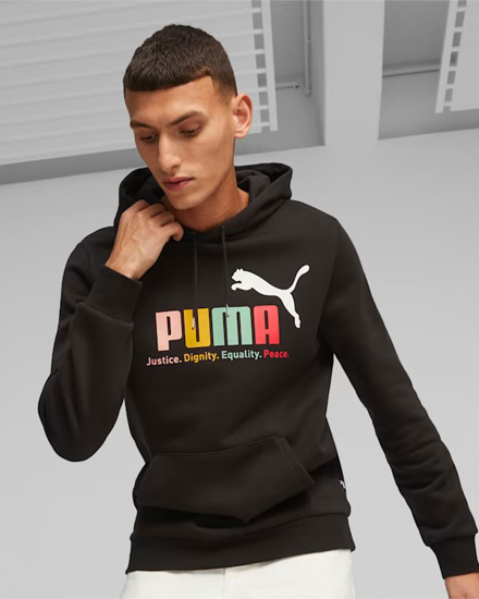 Immagine di PUMA - Felpa da uomo nera con logo colorato e cappuccio