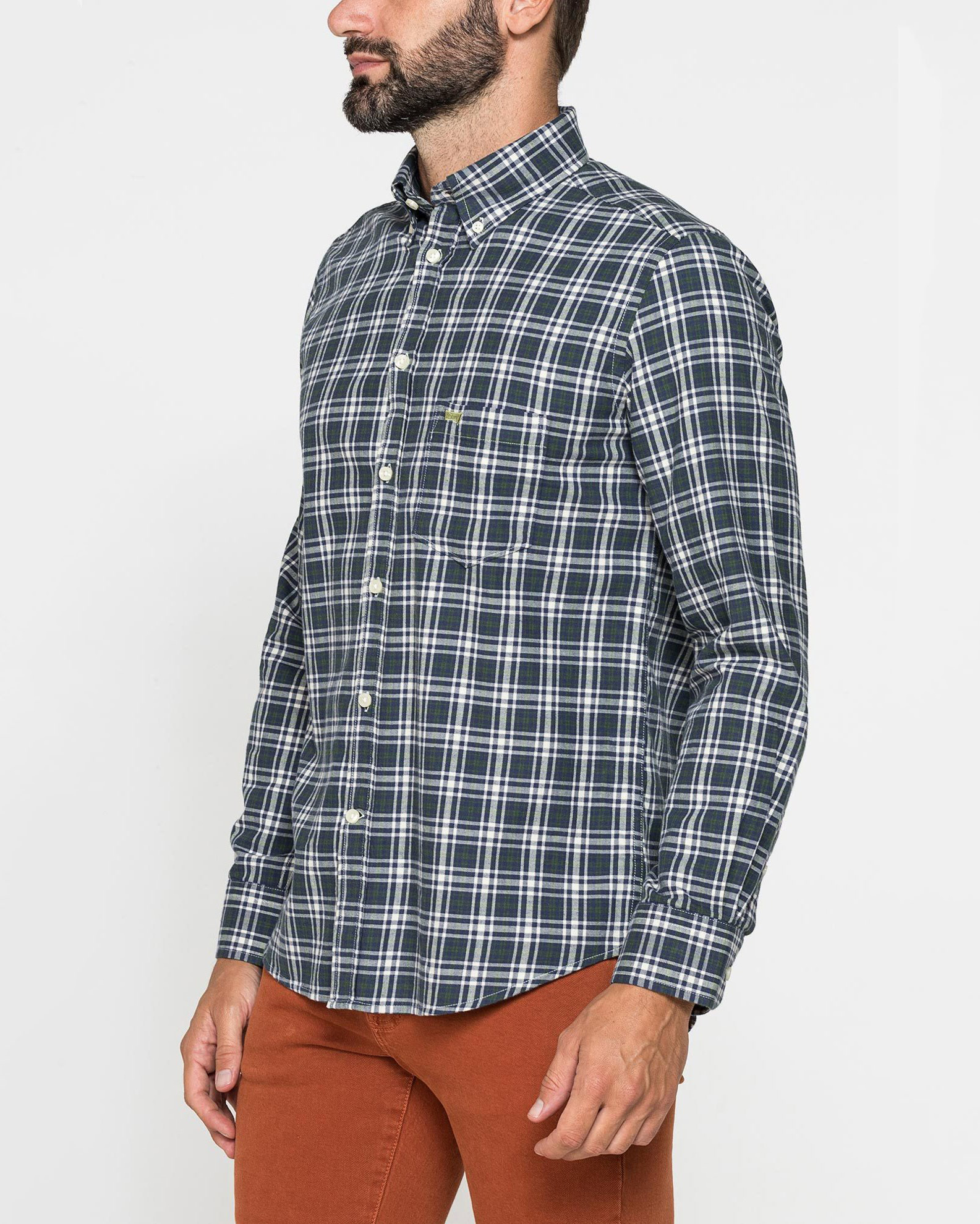 Camicia uomo Flanella blu collo francese regular Made in Italy - Tina