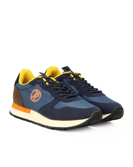 Immagine di RIFLE - Sneaker da uomo blu e marrone con dettagli arancioni