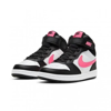 Immagine di NIKE - Sneaker alta da bambina nera e bianca con dettagli rosa fluo, numerata 21/27 - COURT BOROUGH MID 2 TD