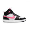 Immagine di NIKE - Sneaker alta da bambina nera e bianca con dettagli rosa fluo, numerata 21/27 - COURT BOROUGH MID 2 TD