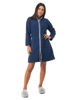 Immagine di NOTTI MAGICHE - Vestaglia da donna in pile blu con cuori modello NADIA , MADE IN ITALY