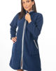 Immagine di NOTTI MAGICHE - Vestaglia da donna in pile blu con cuori modello NADIA , MADE IN ITALY