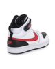 Immagine di NIKE - Sneaker alta da bambino bianca e nera in VERA PELLE con logo rosso e strappo, numerata 28/35 - COURT BOROUGH MID 2 PS