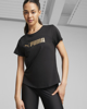 Immagine di PUMA - T shirt da donna nera in tessuto traspirante con logo oro