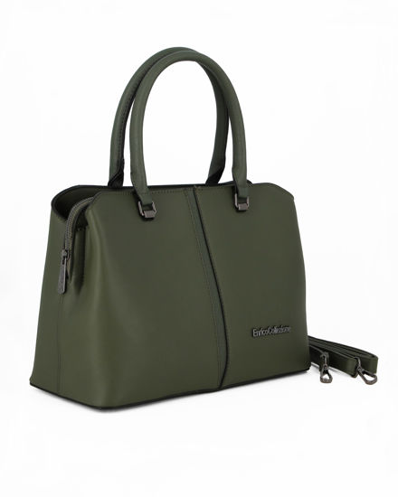 Immagine di ENRICO COLLEZIONE - Borsa due manici verde con tre scomparti principali e tracolla removibile